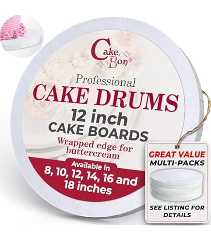 Decorniqu Lot De 12 Planches à Gâteau Rondes De 25,4 Cm, Tambour à Gâteau De 25,4 Cm D'épaisseur, Base Robuste En Carton Robuste à Bords Enveloppants (25,4 Cm, Blanc
