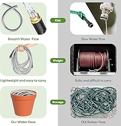 Garden Hose 50 ft, Stainless Steel Water Hose with