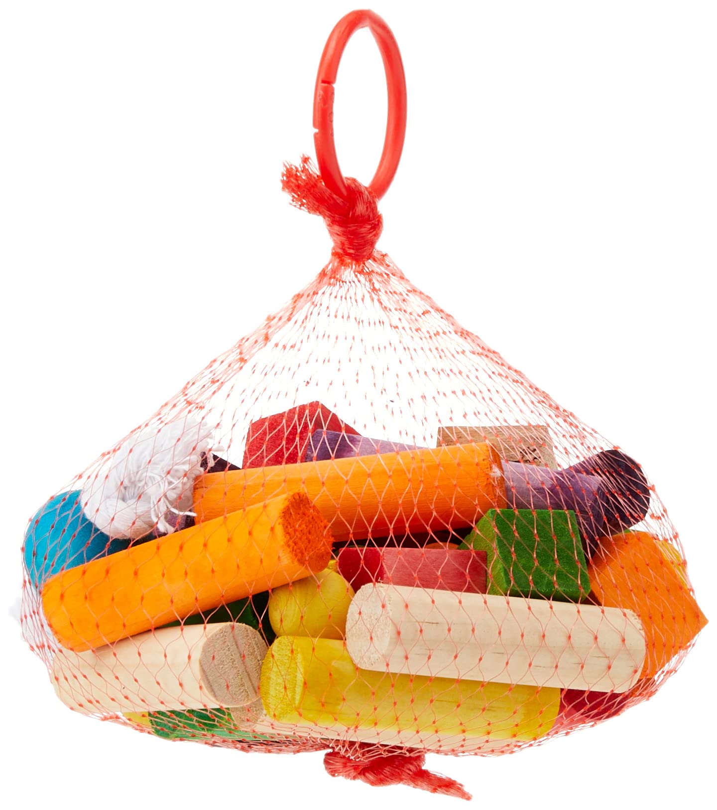 Happy Pet Wooden Play Blocks for Birds Durable Chewable Natural Safe Interactive Colourful Toys Cage Accessories for Parrot Budgie Cockatiels Parakeets