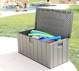 LIFETIME Storage Box Desert Sand Grey 151x72x69 cm Wood Grain Textured view 4