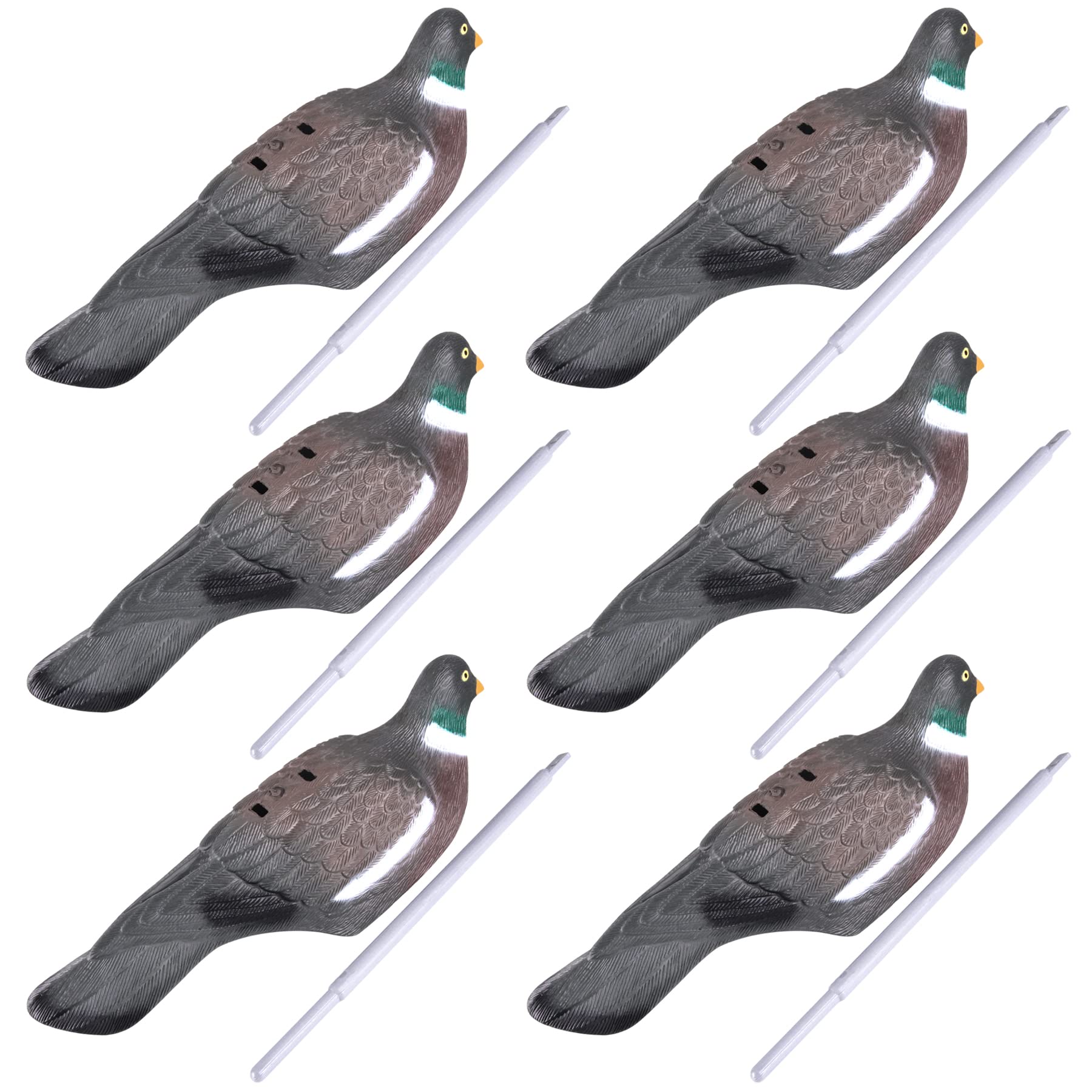 GUGULUZA 16 inch Pigeon Decoy Shell Realistic Painting Dove Decoy with Stick Pegs, Pack of 6