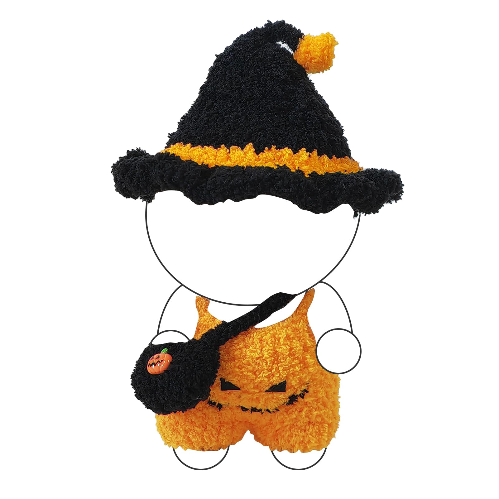 Photo 1 of Doll Clothes –Playful Handmade Crochet Halloween Pumpkin Set for 17cm LBB,Includes: Witch-Style Hat,Pumpkin Batty Top,Black Mini Bag (with Pumpkin Accent)——Doll Not Included