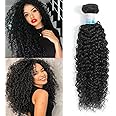 Kinky Curly Human Hair Bundles Thick Curly Weave Bundles Virgin Hair Bundles Full Head Hair Natural Black Color Hair Bundles Can Be Dyed 1 Bundle 100g 14 Inch