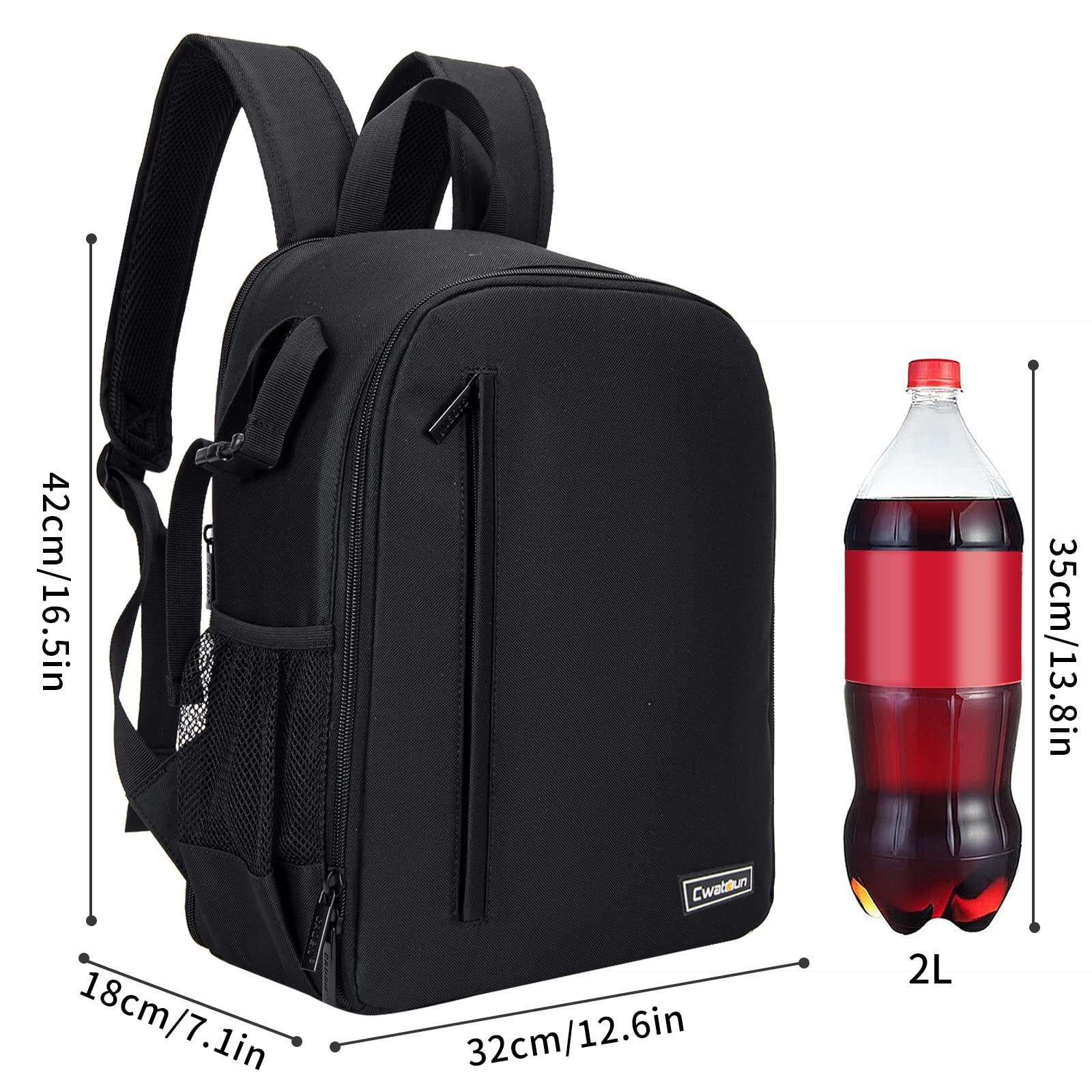 Cwatcun Camera Backpack with Extra Storage, DSLR SLR Water Resistant Camera Bag with 15.6