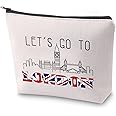 ZJXHPO London Tavel Gift London Trip Travel Case Let’s Go To London Tavel Bag Travel Addict Cosmeic Bag Journey Together Makeup Bag London Travel Souvenir (London)