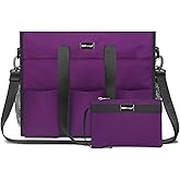 TOPDesign Utility Water Resistant Tote Bag with 22 Pockets, Top Zipper Closure & Thick Bottom Support, for Working Women