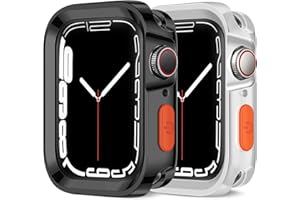 Amizee 2 Pack Rugged Case Compatible with Apple Watch Case Series 9/8/7 45mm Series 6/SE/5/4 44mm, Soft TPU Shockproof Bumper Drop Proof Protective Cover for iWatch (Plating Black/Clear)