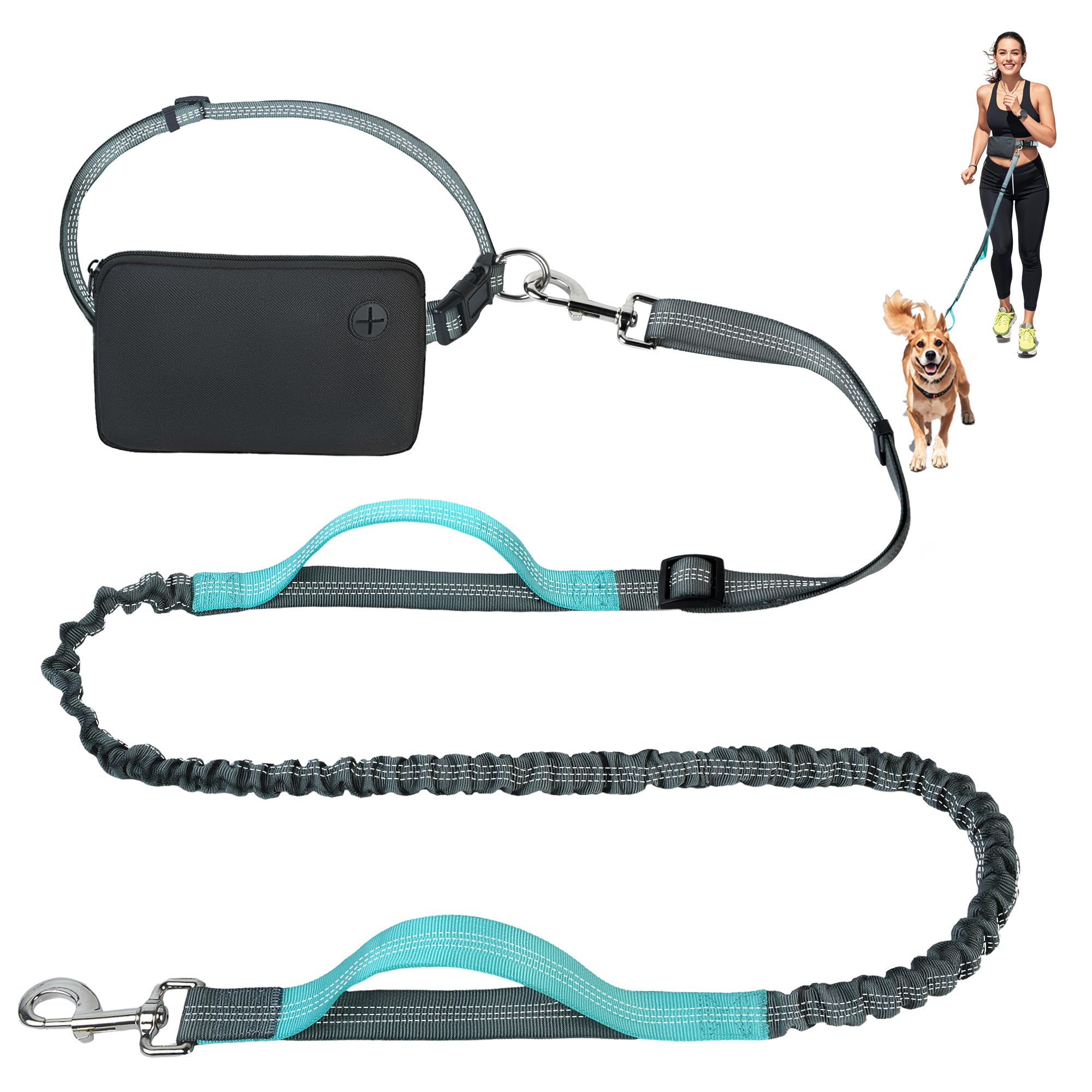 Photo 1 of Fida 3-in-1 Hands Free Dog Leash with Zipper Pouch, Bungee & Reflective Straps – Adjustable 5-8ft Crossbody/Waist Running Leash for Dogs, Detachable Traffic Handle for Safe Walking & Jogging