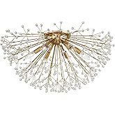 Hudson Valley Lighting Dunkirk - 6-Light Flush Mount - Aged Brass Finish - Faceted K9 Crystal