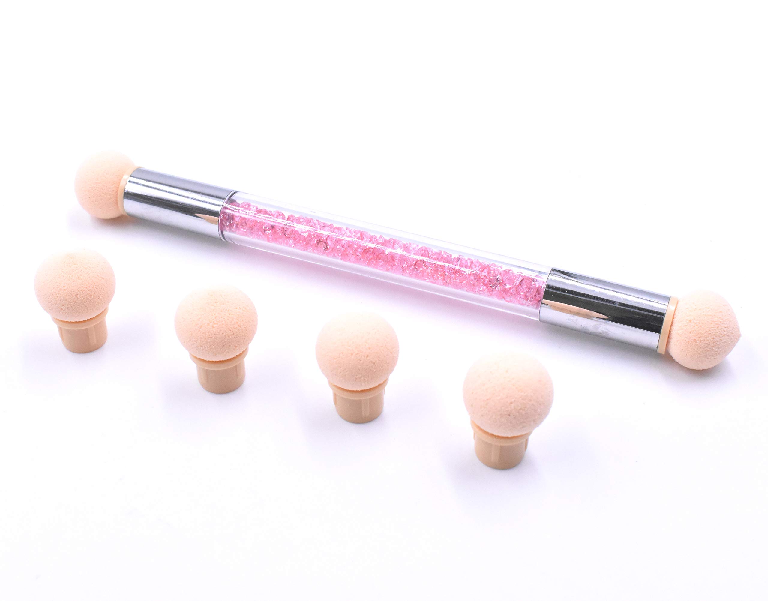 Nail Brush Sponge Nail Brush Picking Dotting Gradient Pen Brush Nail Art Tools with 4 Replacement Heads