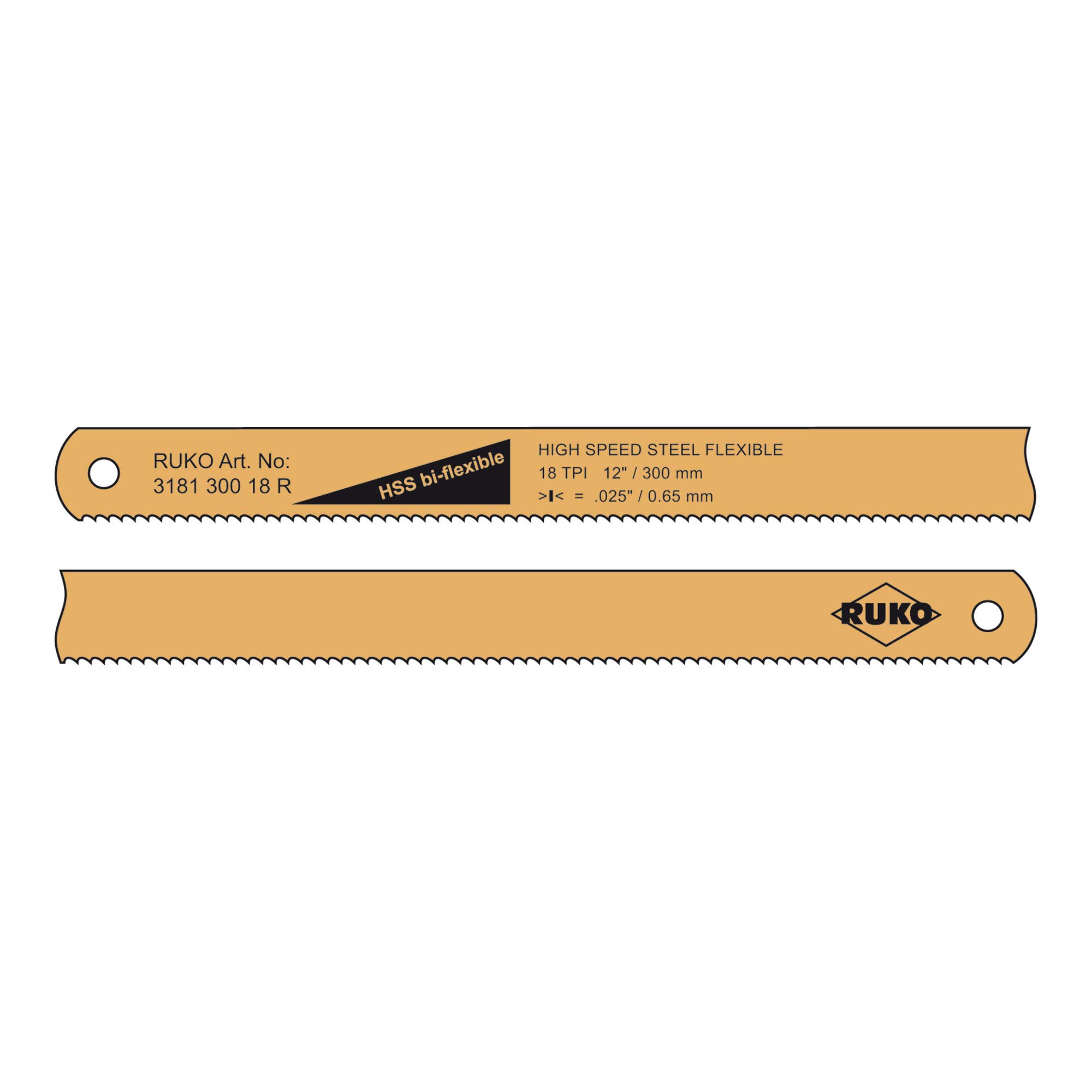 RUKO 318130018R - Pack de 100 Sierras de Mano HSS - bi-Flexible de 18 dientes