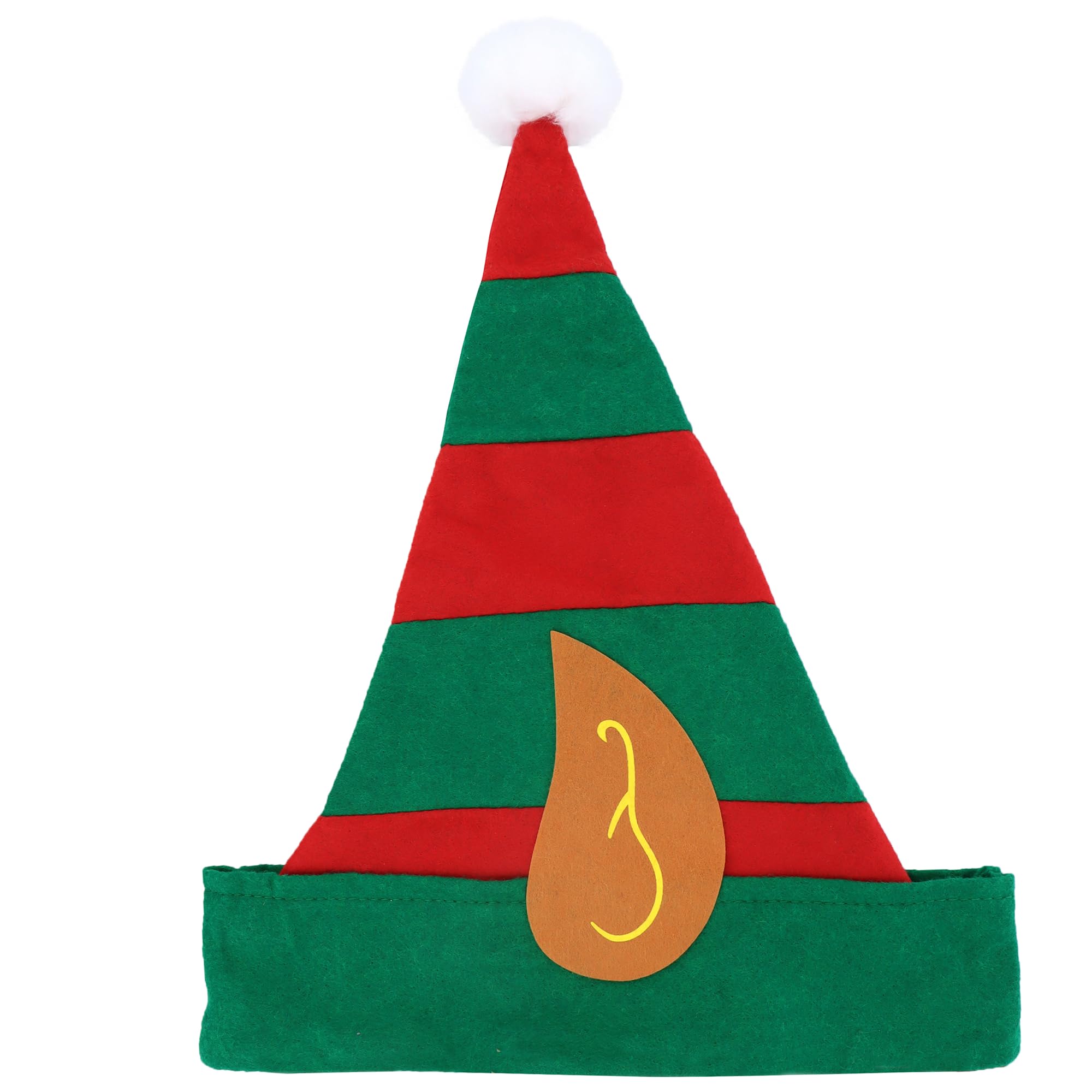 HENBRANDT 1 x Adult Christmas Elf Hat with Pointy Ears One Size Striped Green and Red Felt Elf Hat Xmas Party Novelty Hat Fancy Dress Costume Accessory for Men and Women