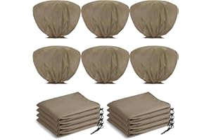 Wesnoy 6 Pcs Winter Plant Covers Freeze Protection 39.4x23.6 Inch Horizontal Shrub Tree Rose Plant Protection Bags Frost Blanket with Drawstring for Fall Winter Outdoor Garden Planting (Brown)