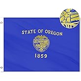 VICDRIA Oregon State Flag 3x5 Ft, Deluxe Embroidered Premium Polyester Durable OH Outside Flags, Indoor/Outdoor with Sewn Stripes and Brass Grommets