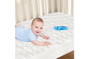Biloban Waterproof Crib Mattress Protector, Crib Mattress Protector Waterproof (52"x 28"), Quilted Crib Mattress Pad Cover, S