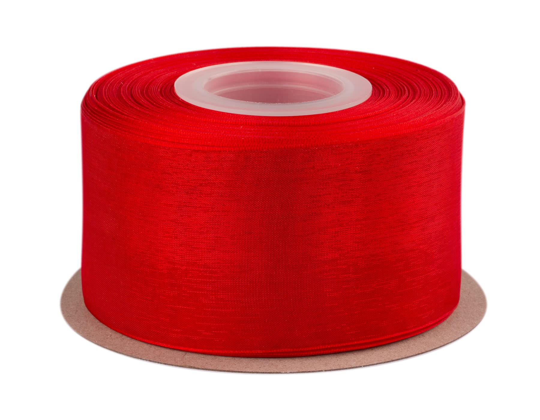 Ribbonitlux 50mm Sheer Organza Ribbon, Red Shimmer Chiffon Ribbon 45M-Roll, Ideal for Wedding Events Christmas Decaration Making Floral Bouquets DIY Crafts