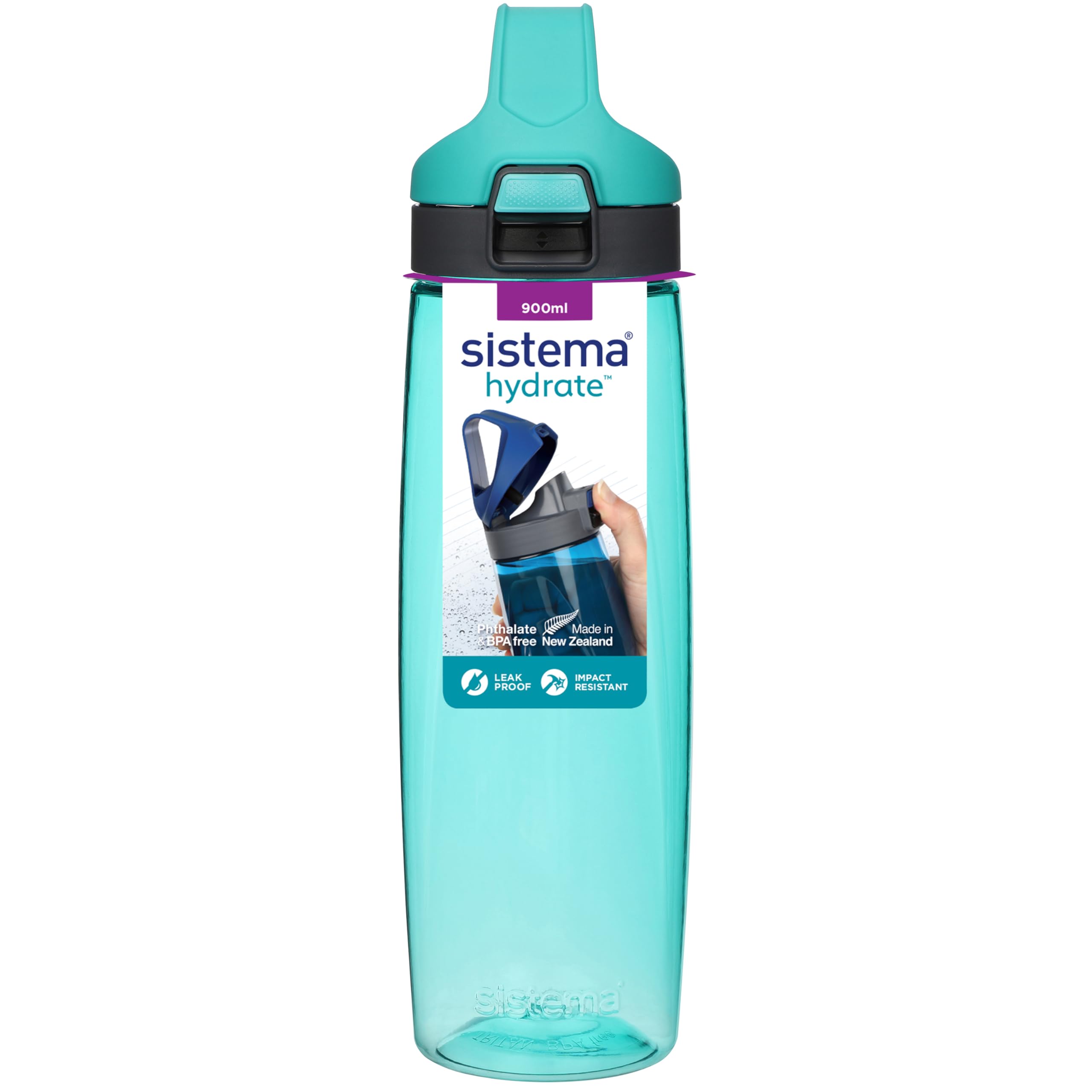 Sistema Tritan Adventum Water Bottle | 900 ml Leak-Proof Water Bottle with Push-Button Lid | BPA Free | Assorted Colours — image 1