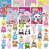 UMEELR 28PCS Small Stuffed Animal Keychain, Mini Plush Animals Toys Bulk for Kids Easter Basket Stuffers Egg Hunt Party Favors