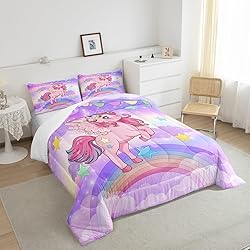 Feelyou Unicorn Comforter Set for Girls King Size