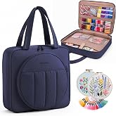 MYBAGZING Embroidery Bag Organizer,Cross Stitch Project Bag w/Hoop Storage | Puffy cross stitch organizer with storage for hoops up to 11", embroidery floss, thread, needles and stitching accessories