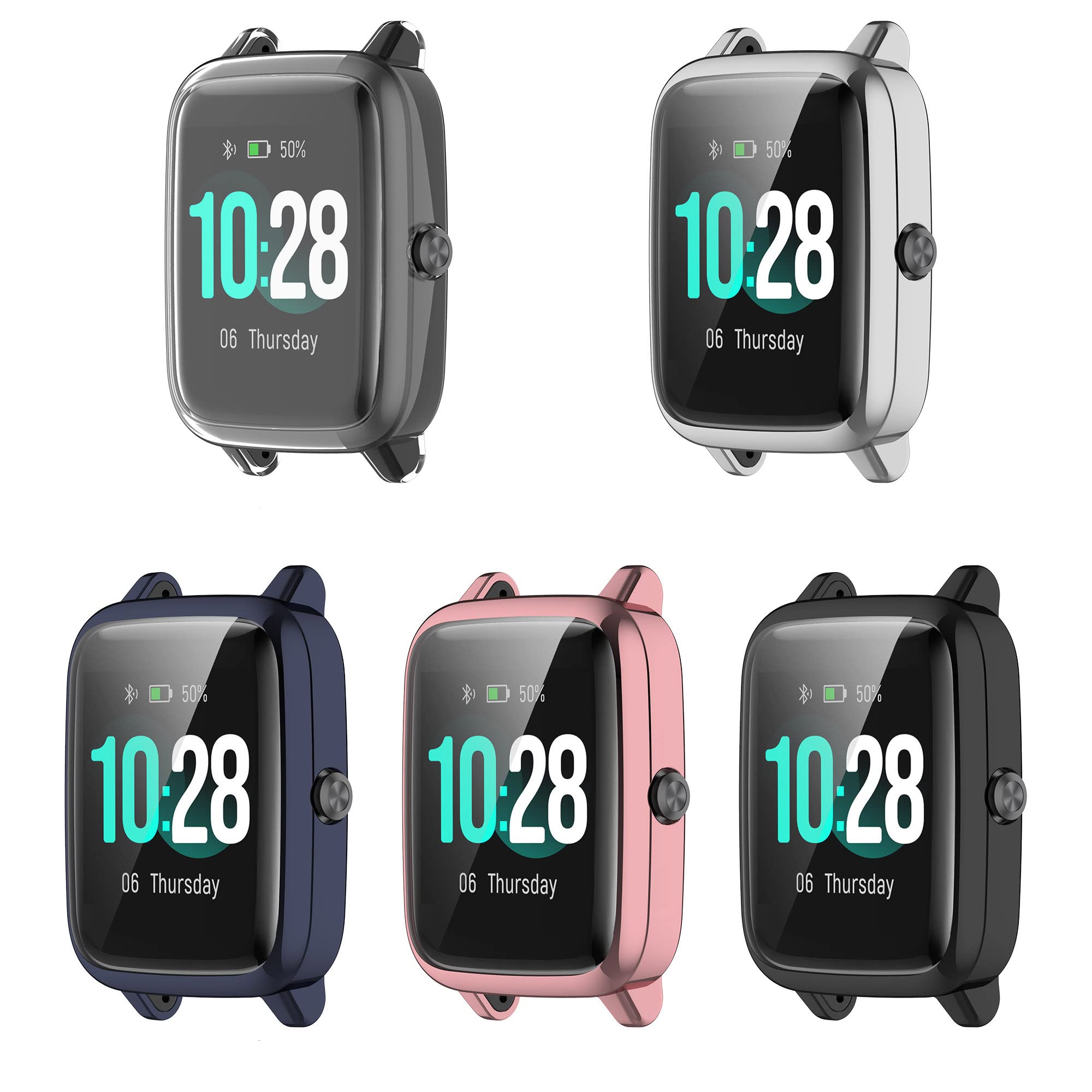 Photo 1 of 1.3 inch Watch Cases with Screen Protector for Veryfitpro/Cubitt/Umidigi/Letsfit/Letscom/Yamay/Willful/Blackview/Lintelek/Fitpolo/Anbes/Casio/YONMIG/GRDE Smart watch, 5-Pack Soft TPU case (Multicolor)