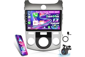 NHOPEEW Android Car Stereo for KIA Forte 2009-2017 (Manual A/C), [2+64G] 9 Inch Touchscreen Radio - Wireless Carplay & Android Auto, GPS, Mirror Link, Voice Control， WiFi, SWC + AHD Backup Camera + Mic