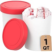 StarPack Ice Cream Containers for Homemade Ice Cream (2 Pcs) - Reusable Ice Cream Storage Containers for Freezer - Leak-Free 
