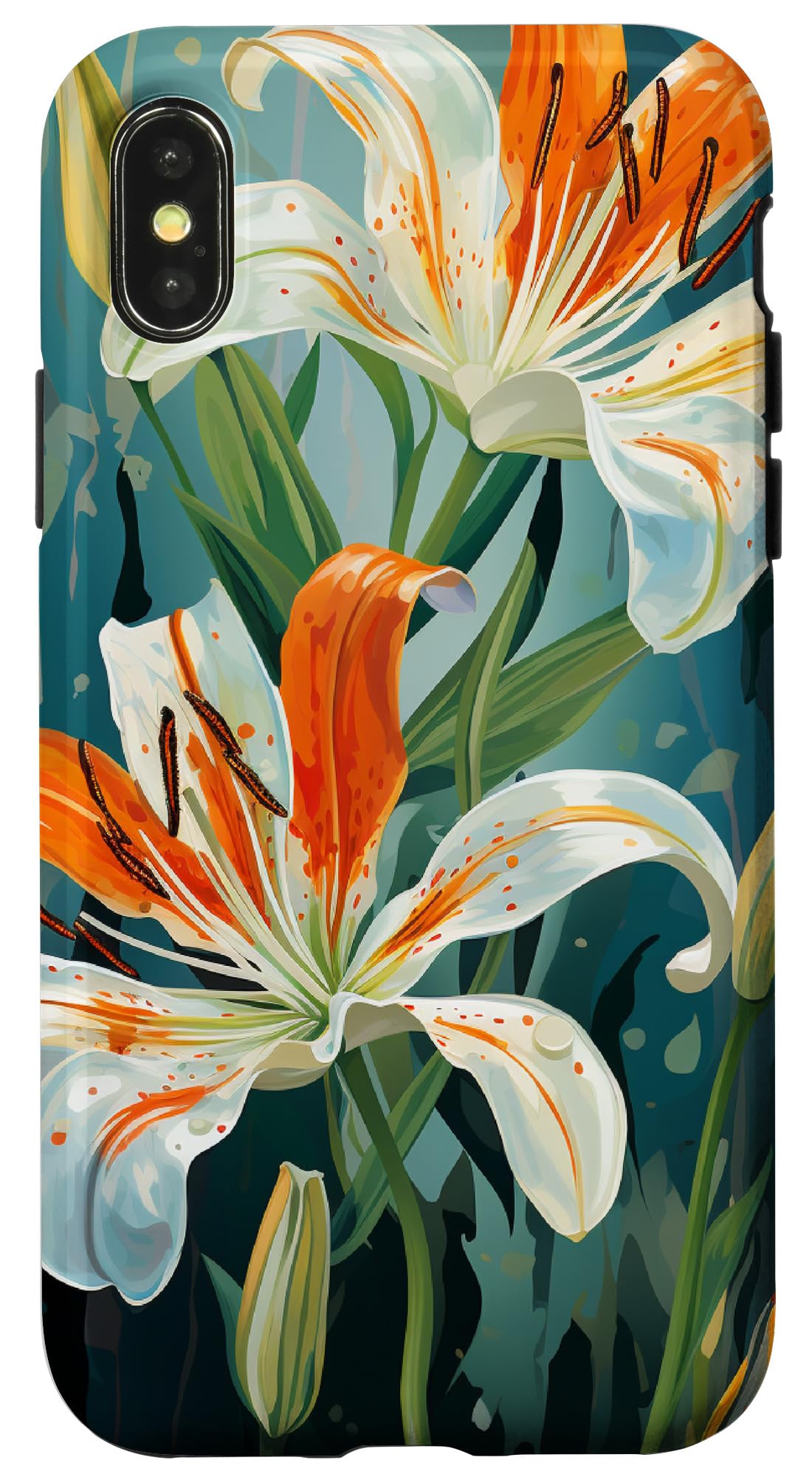 iPhone X/XS Beautiful Tiger Lily Watercolor Pattern Color Background Case