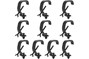 KOHAND 10 Pack Stage Light Clamp Hook, Aluminum Alloy Truss C-Clamp, Heavy Duty Stage Lights Truss Clamp for DJ Lighting Par Lights Spot Lights, Fit for 1.18-2 Inch OD Tube/Pipe, Black