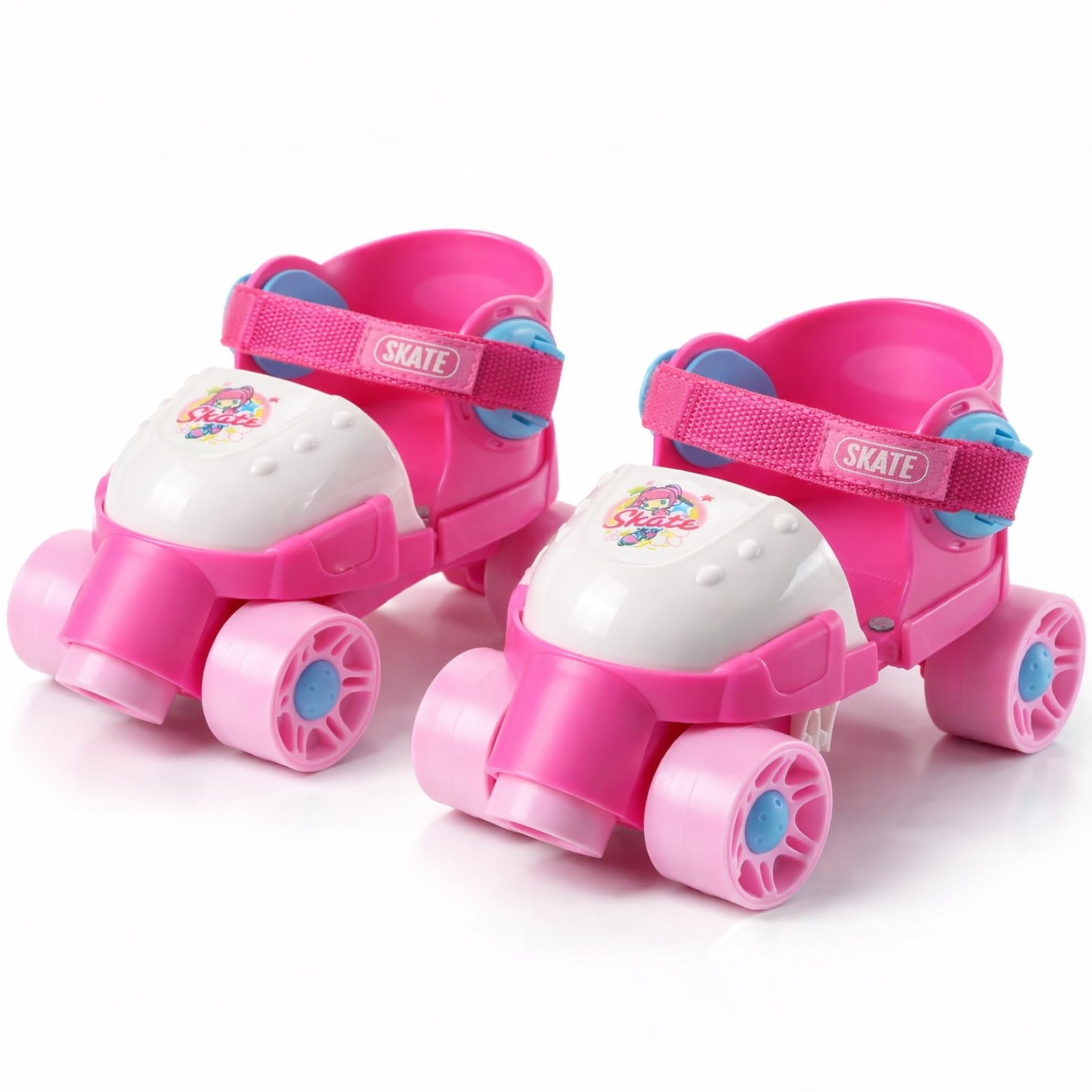 Photo 1 of Adjustable Easy Training Inline Rollerskates - Beginner-Friendly Quad-Style 4 Wheel Inline Roller Skates Training for Kids, Toddler, and Children (Pink)