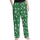 Buffalo Plaid Green Men's Pajama Pants with Pockets Elastic Waistband Breathable Lightweight Sleep Pants for Men Soft Lounge Pants M