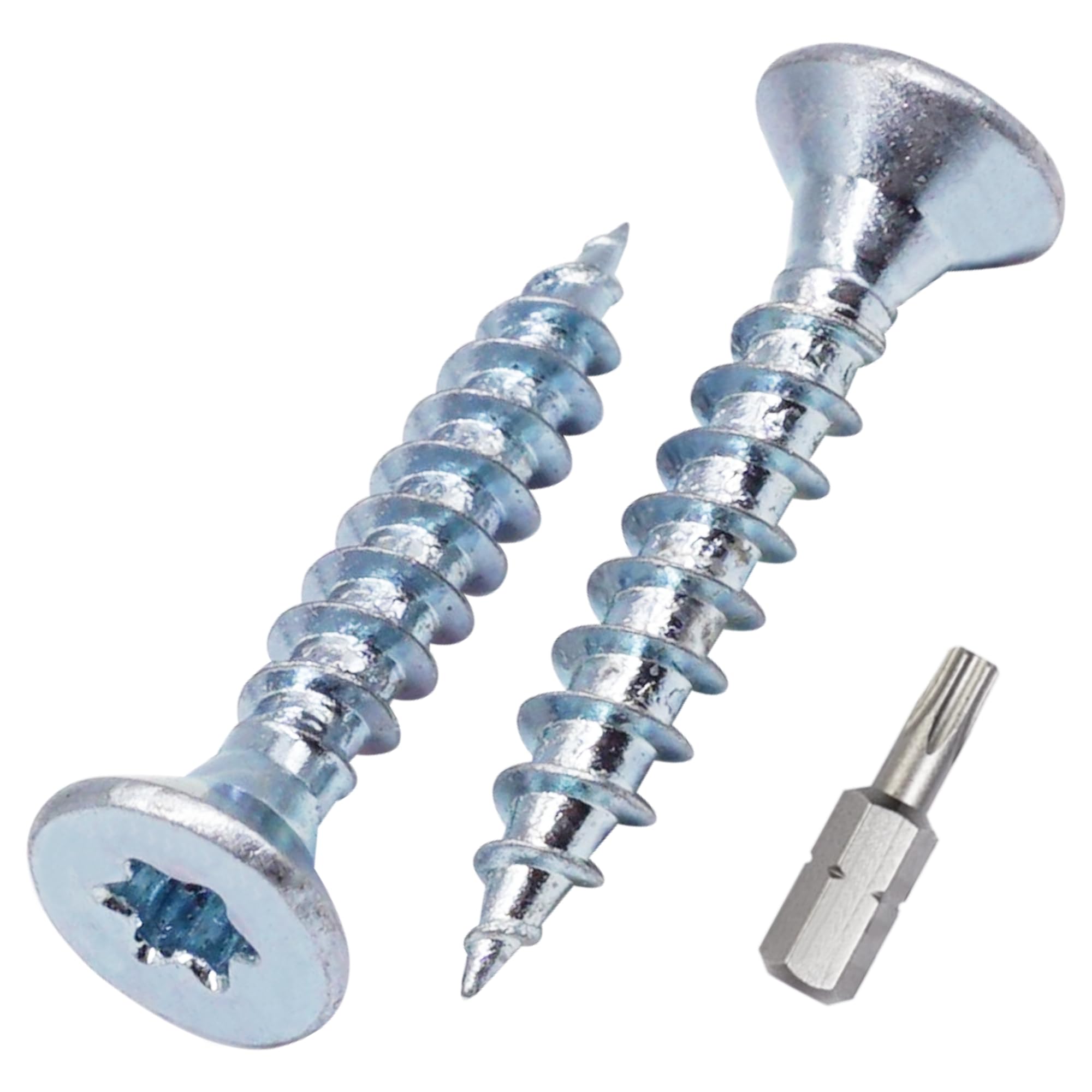 SKIR'CO (150 pcs) Zinc Plated Steel Wood Screws 5.0 x 30 mm, Torx Head, Countersunk Head, Chipboard Screws, Fully Threaded