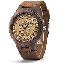 Amazon.com: Mayan Calendar Leather Wood Watch, Mayan Art, Ancient ...