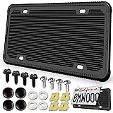 Aootf Silicone License Plate Frame - 1 Pack Black License Plate Frame ,Front or Rear Cover Slim Holder with Screws, Black Scr
