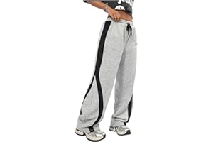 RoseSeek Girl's Wide Leg Sweatpants Color Block High Waist Baggy Sweatpants Workout Track Pants Joggers