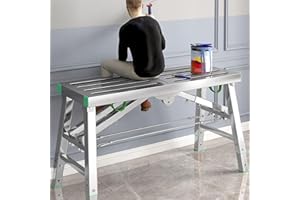 Adjustable Work Platform with 400 kg Duty Rating, Portable Multipurpose Folding Scaffolding Work Platform Scaffold Tower Ladd