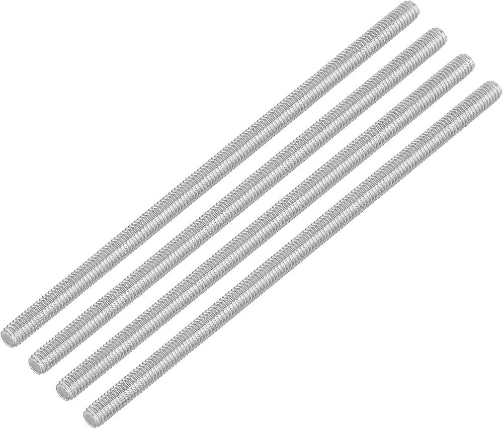 sourcing map M4 x 100mm Fully Threaded Rod 304 Stainless Steel Stud Bar 4Pcs