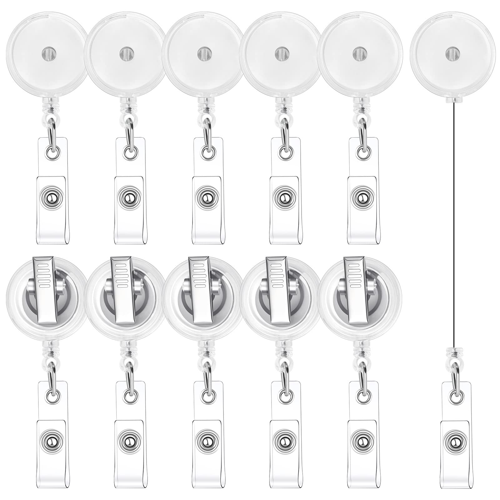 Photo 1 of 30 Pieces Retractable Badge Reels with Swivel Alligator Clip, Badge Reels Holder Badge Reel Clips for Nurse Teacher Office(Translucent Clear)