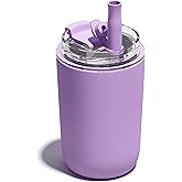 UIRZOTN 10 oz Insulated Coffee Tumblers, Travel Coffee Tumblers with Straw, Double-Wall Stainless Steel Tumbler, Leak Proof Tumbler, Reusable Cups with Lids for lced and Hot Drinks (Purple)