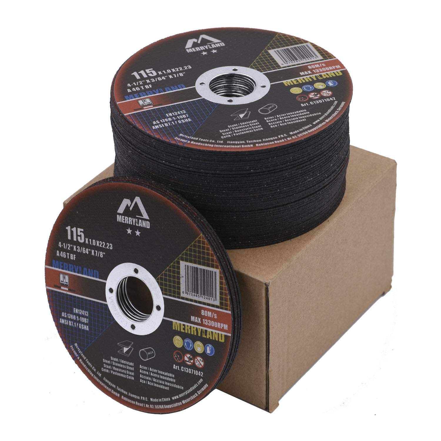 Photo 1 of Merryland Cut Off Wheel 4 1/2 inch for Angle Grinder, Metal Cutting Wheel 4.5 X .045 X 7/8 Ultra Thin 50 Pack, Iron Stainless Steel Cutting Disc, Craft-Line C13071042