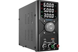 Jesverty DC Power Supply Variable, 0-60V 0-5A Adjustable Switching DC Regulated Bench Power Supply with 20W USB & Type-C Quick-Charge, Encoder Knob, 4-Digit LED Display, Preset Memory - SPS-6005X