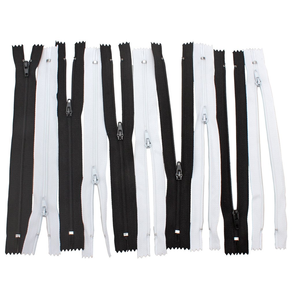 Amariver Black and White Nylon Coil Zippers, 100Pcs 9 Inches Nylon Coil Zippers for Tailor Sewer Sewing Crafter Special, 2 Colors, 50 Pcs Per Color