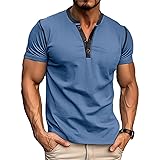 Men's Casual Henley Shirts Classic Button Cotton