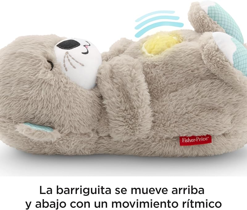 Lontra para dormir da fisher-price - pelúcia musical - com movimento, sons e luzes calmantes - presente para bebês de 0 a 0 meses (fxc66)