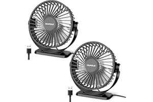 TriPole Desk Fan USB Powered 2 Pack Black Small Portable Fan, 3 Speeds Strong Airflow Mini Fan 360°Rotation Personal Fan 5.1 Inch Table Fan for Home Office Bedroom Desktop Travel, 4.9ft Cable