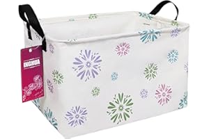 INGHUA Rectangular Storage Basket Fabric Organizer Bin for Toys,Books,Clothes,Gifts,Pets-Perfect for Home,Office,Nursery,Dorm,Shelf(Rec-Colorful fireworks)