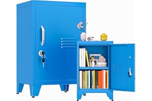 GAIOUS 24" Tall Metal Locker Storage Cabinet with 1 Door, Locked File Storage Cabinet with 1 Adjustable Shelves, Small Pantry, Freestanding Small Locked Cabinets for Home/Office/Gym/Employees-Blue