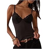 SOLY HUX Women's Lace Camisole Tops V Neck Sleeveless Spaghetti Strap Sexy Tank Tops Y2K Going Out Cami Tops