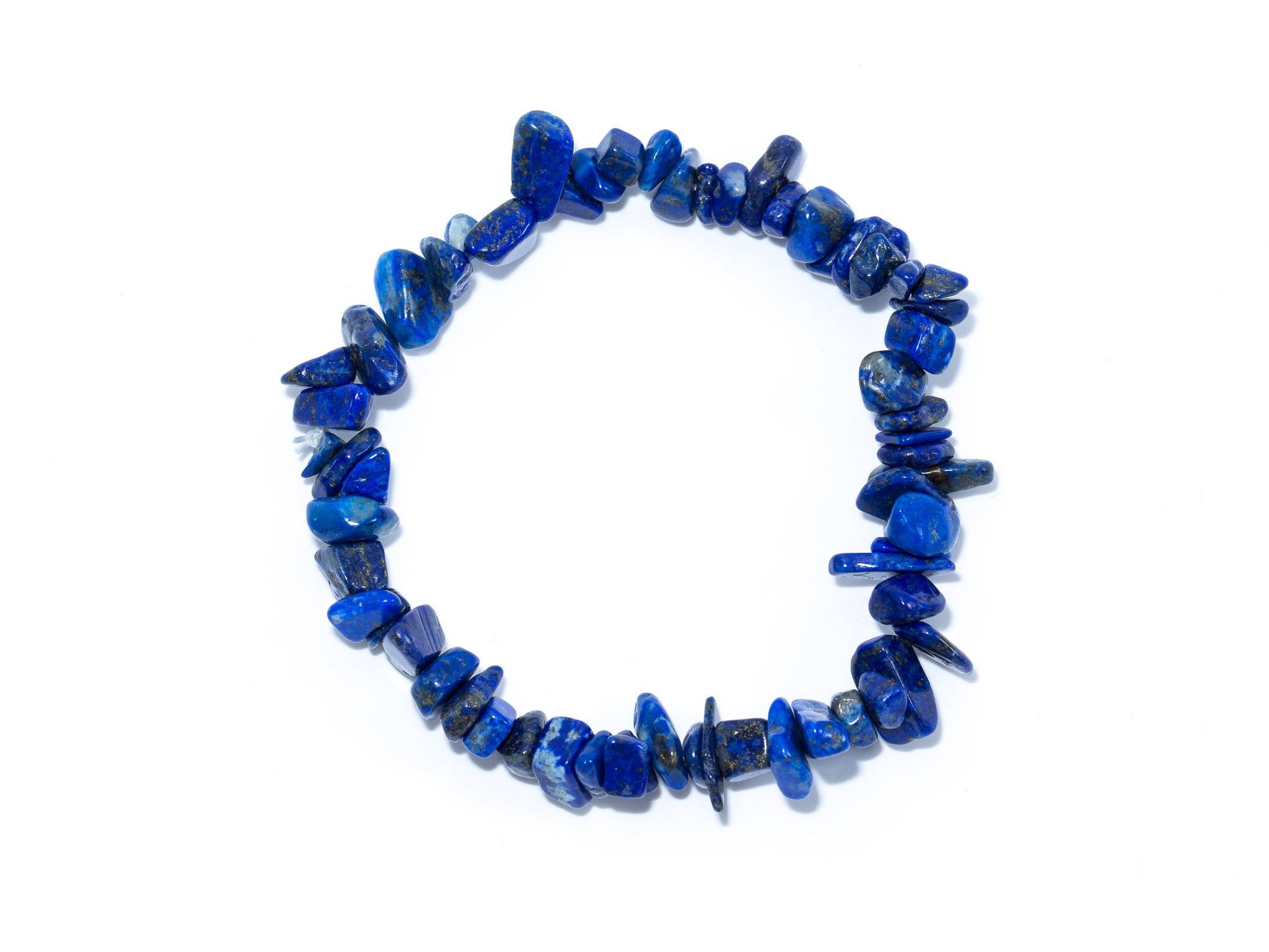 Taddart Minerals - Blue splinter bracelet made from natural gemstone lapis lazuli strung on elastic nylon thread - handmade, 18 centimeters, Rubber, Lapis Lazuli