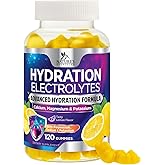 Hydration Electrolyte Gummies - Daily Liquid Replenisher Gummy - Electrolyte Multiplier with Minerals, Potassium & Real Salt - Vegan, Non-GMO - Tasty Lemon Flavor Hydration Electrolytes - 120 Gummies